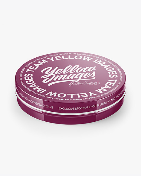 Glossy Round Cosmetic Tin Can Mockup