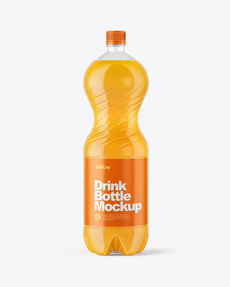 2L PET Bottle With Orange Drink Mockup