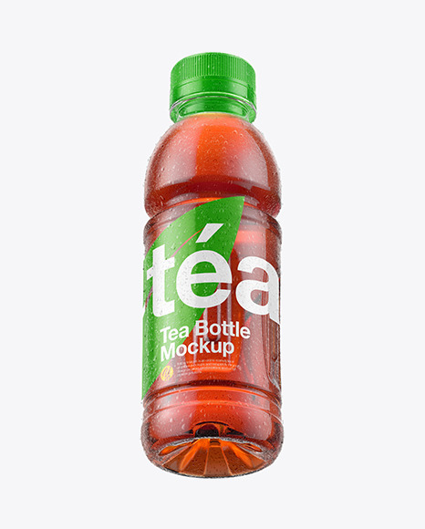 Tea Bottle with Condensation in Shrink Sleeve Mockup
