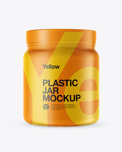 Matte Plastic Jar with Shrink Sleeve Mockup