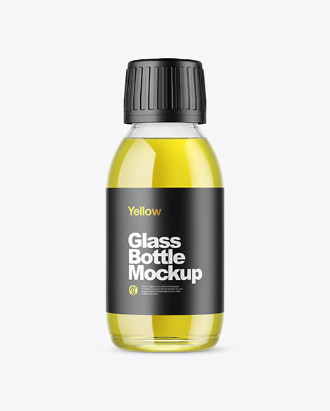 Clear Glass Bottle with Oil Mockup