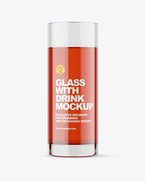 Glass with Red Drink Mockup