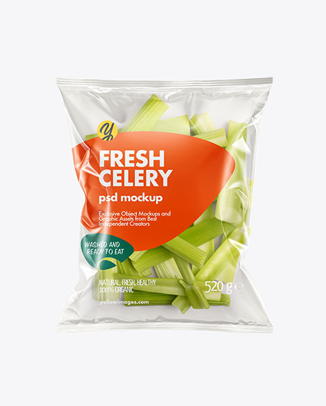 Plastic Bag With Celery Mockup