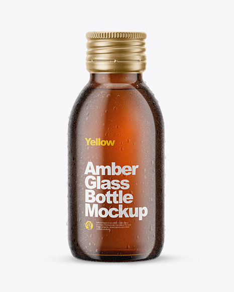 100ml Amber Glass Bottle in Shrink Sleeve Mockup