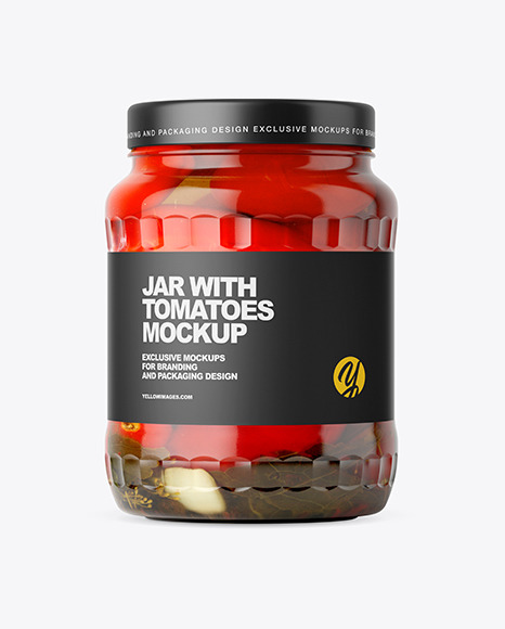 Clear Glass Jar with Tomatoes Mockup