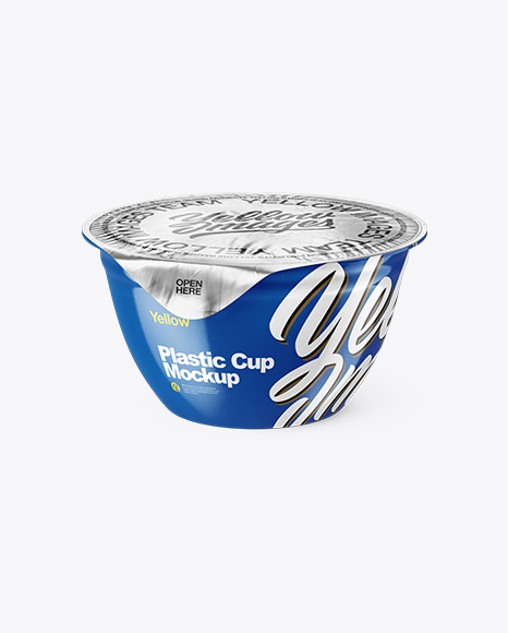 Glossy Plastic Cup with Foil Lid Mockup