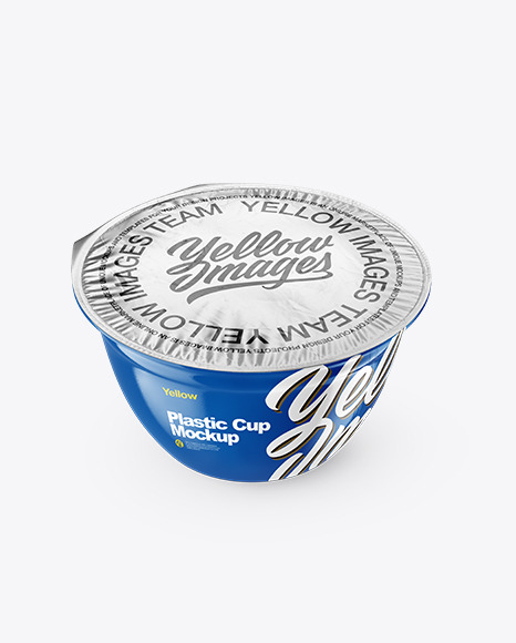 Glossy Plastic Cup with Foil Lid Mockup