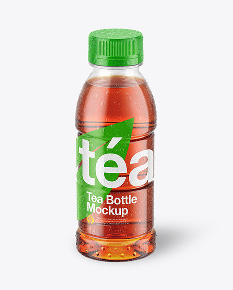Tea Bottle with Condensation in Shrink Sleeve Mockup