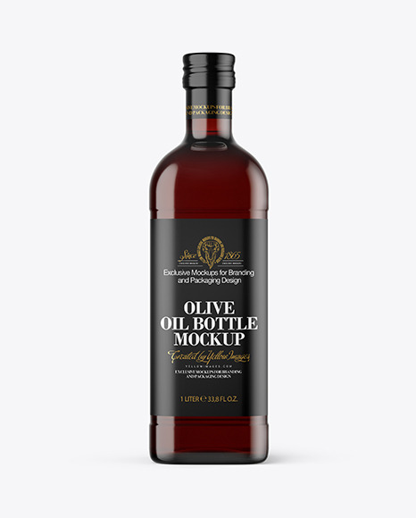 Amber Glass Olive Oil Bottle Mockup