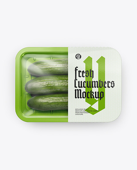 Plastic Tray With Cucumbers Mockup