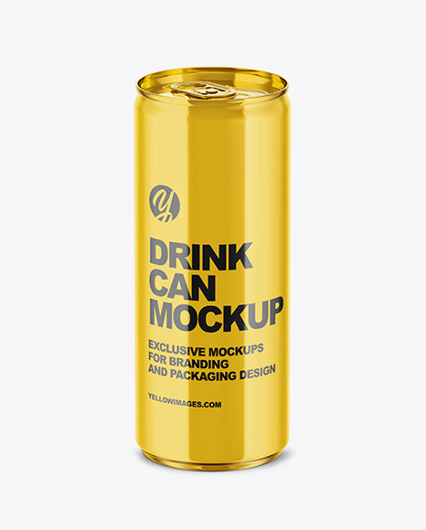 250ml Glossy Aluminium Drink Can Mockup