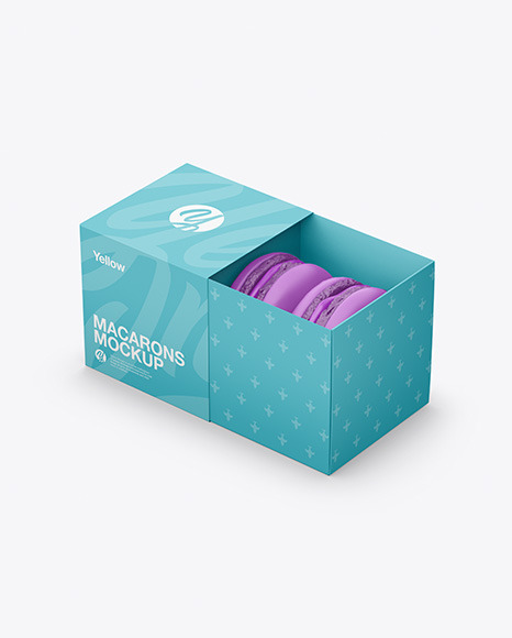 Opened Paper Box With Macarons Mockup