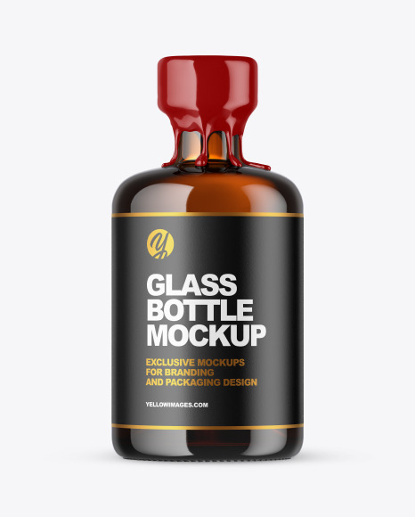 Amber Glass Bottle with Wax Mockup