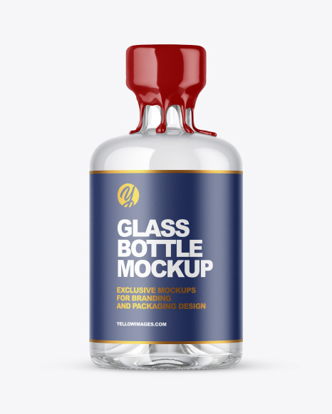 Clear Glass Bottle with Wax Mockup