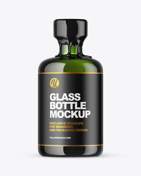 Green Glass Bottle with Wax Mockup