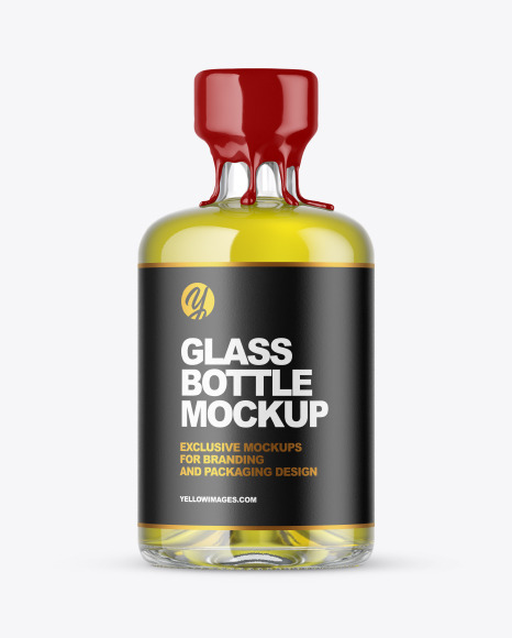 Clear Glass Oil Bottle with Wax Mockup