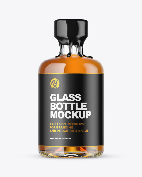 Clear Glass Whiskey Bottle with Wax Mockup