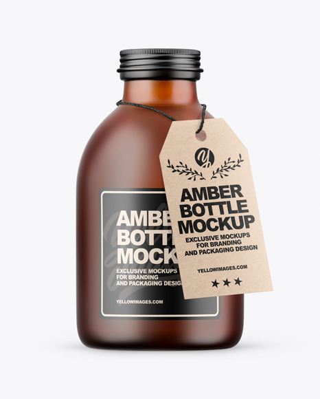 Frosted Amber Bottle Mockup