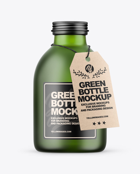 Frosted Green Bottle Mockup