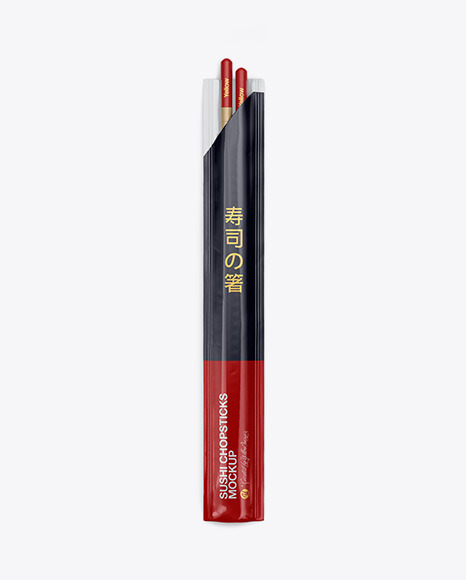 Chopsticks in Glossy Pack Mockup - Top View