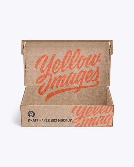 Opened Kraft Paper Box Mockup - Front View