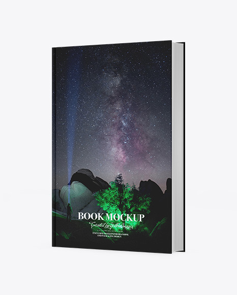 Book w/ Matte Cover Mockup - Half Side View