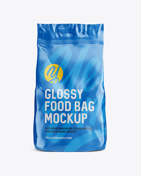 Glossy Food Bag Mockup - Front View