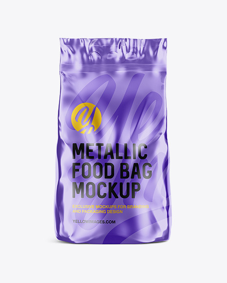 Metallic Food Bag Mockup - Front View