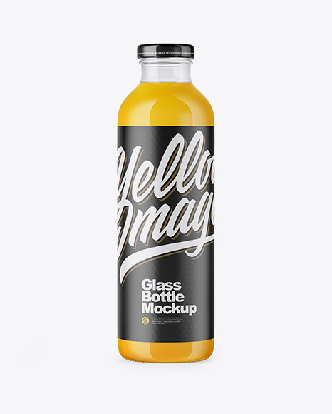 Clear Glass Bottle With Orange Juice Mockup