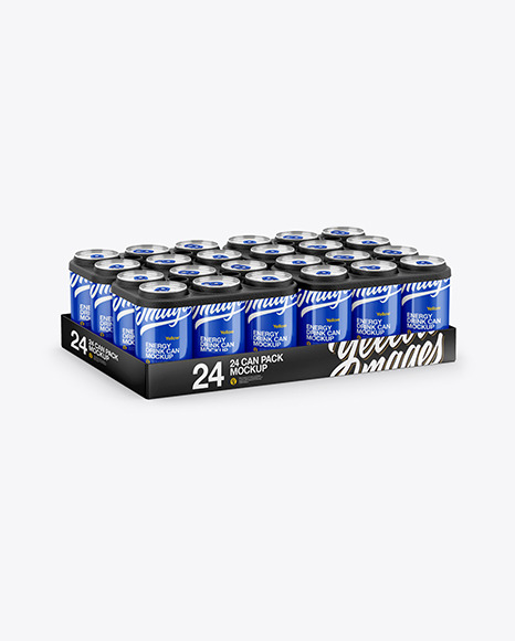Pack with 24 Glossy Cans Mockup