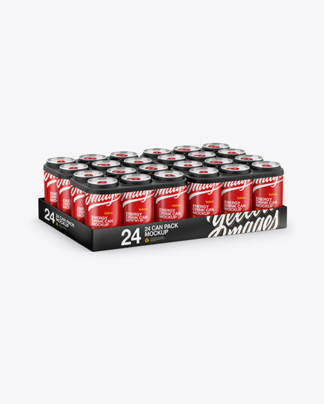 Pack with 24 Matte Cans Mockup