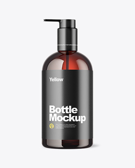 Amber Bottle with Pump Mockup