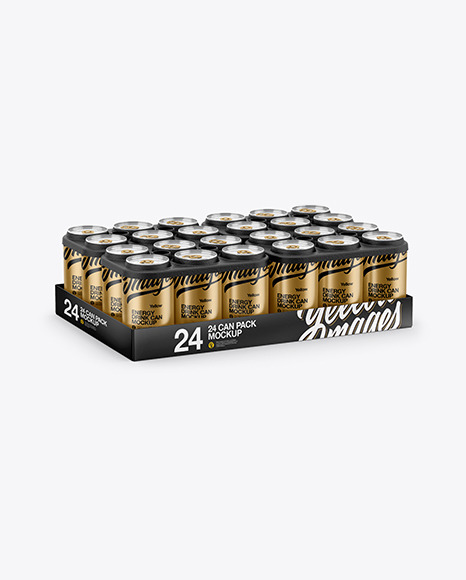 Pack with 24 Matte Aluminium Cans Mockup