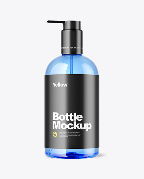 Blue Bottle with Pump Mockup
