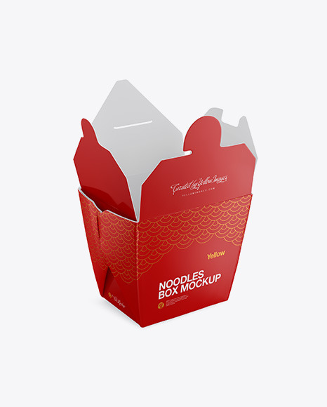 Opened Glossy Noodles Box Mockup - Half-Side View