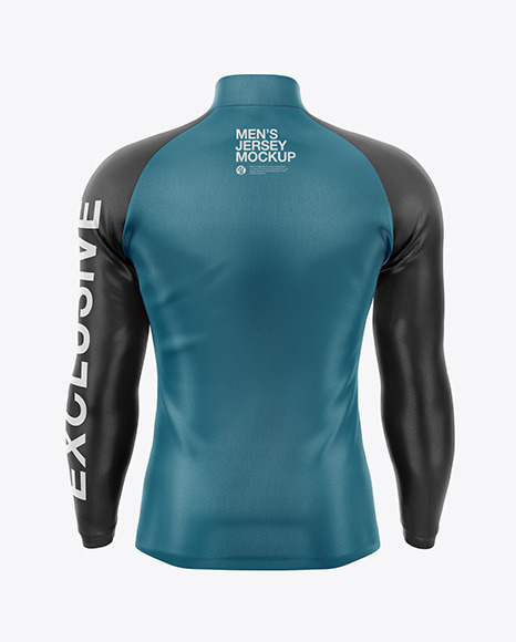 Men's Jersey With Long Sleeve Mockup - Back View