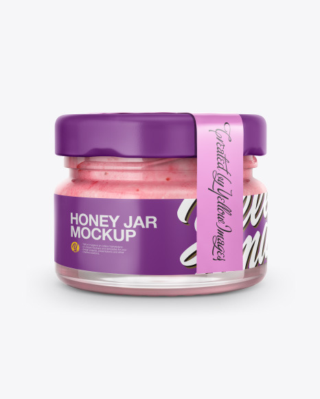 Glass Jar with Creamed Honey Mockup