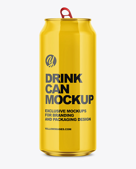 500ml Glossy Aluminium Drink Can Mockup