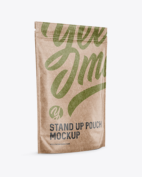 Kraft Stand-Up Pouch Mockup - Halfside View