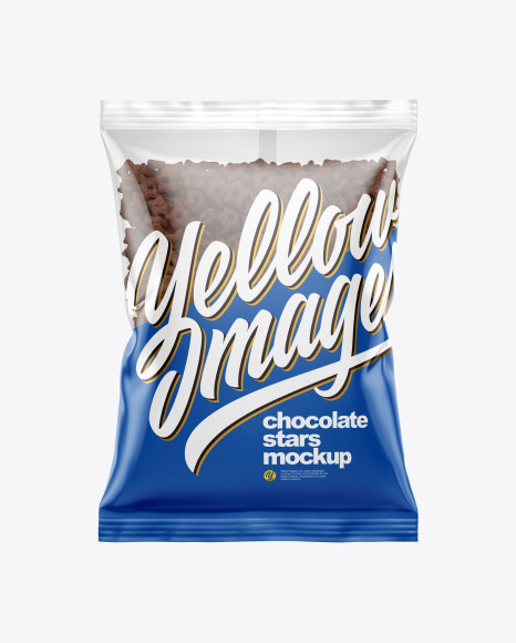 Bag With Chocolate Stars Cereal Mockup