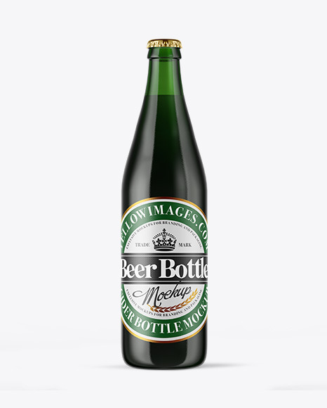Green Glass Dark Beer Bottle Mockup
