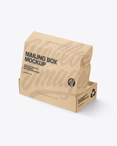 Opened Kraft Paper Mailing Box Mockup
