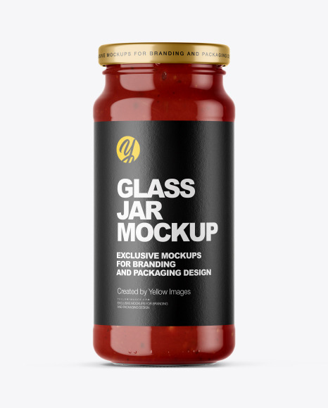Glass Jar with Salsa Sauce Mockup