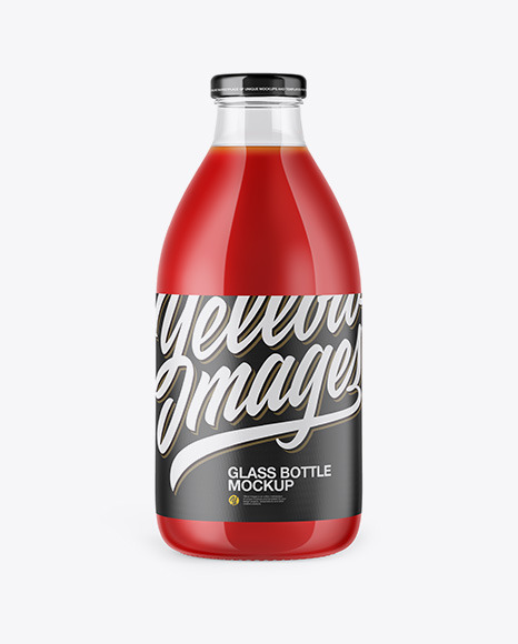 Clear Glass Bottle With Tomato Juice Mockup