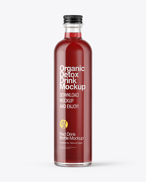 Bottle with Red Drink Mockup