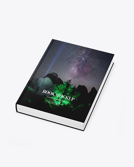 Book w/ Matte Cover Mockup - Half Side View (High Angle Shot)