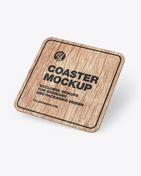 Wood Beverage Coaster Mockup