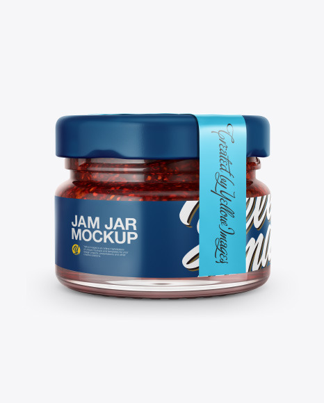 Glass Jar with Raspberry Mockup