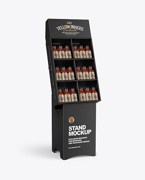Stand with Salsa Sauce Bottles Mockup