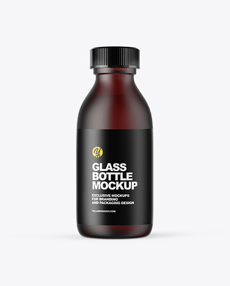 Frosted Dark Amber Glass Oil Bottle Mockup